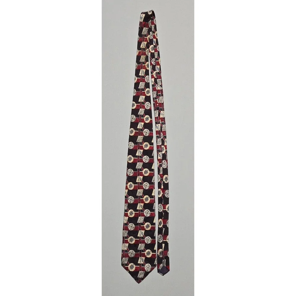 Bert Pulitzer Silk Tie Geometric Medallion Abstract Vintage USA 3.5x60
